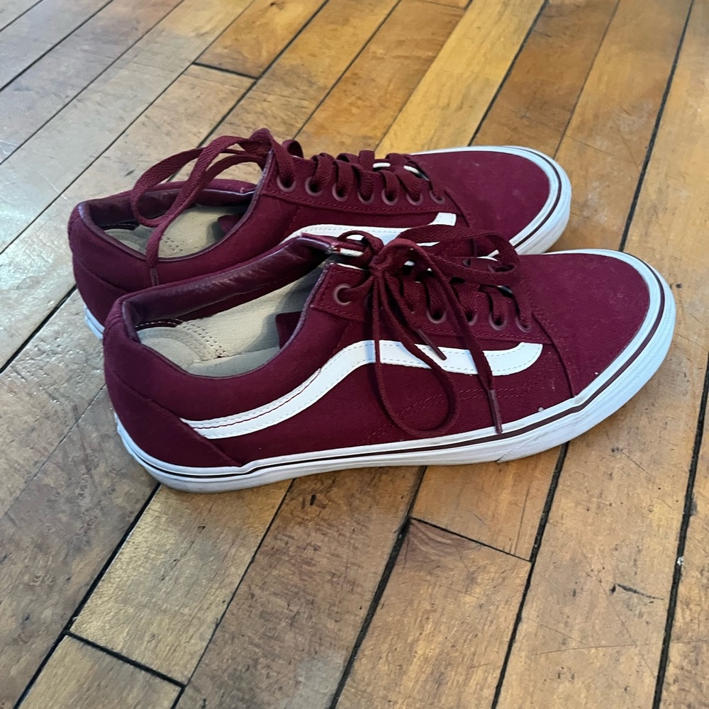 Vans Burgundy and White Women's Shoes